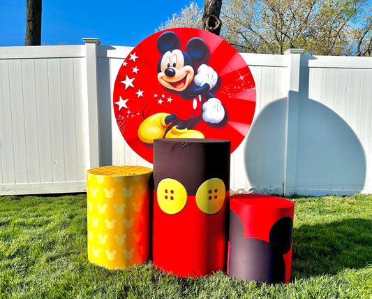 Mickey Mouse Cylinder & Round Backdrop Decorations Rental