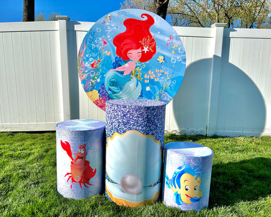 The Little Mermaid Cylinder & Round Backdrop Decorations Rental