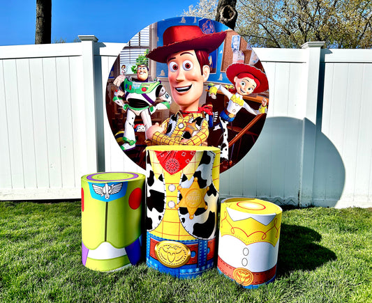 Toy Story Cylinder & Round Backdrop Decorations Rental
