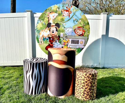 Disney Safari Cylinder & Round Backdrop Decorations Rental